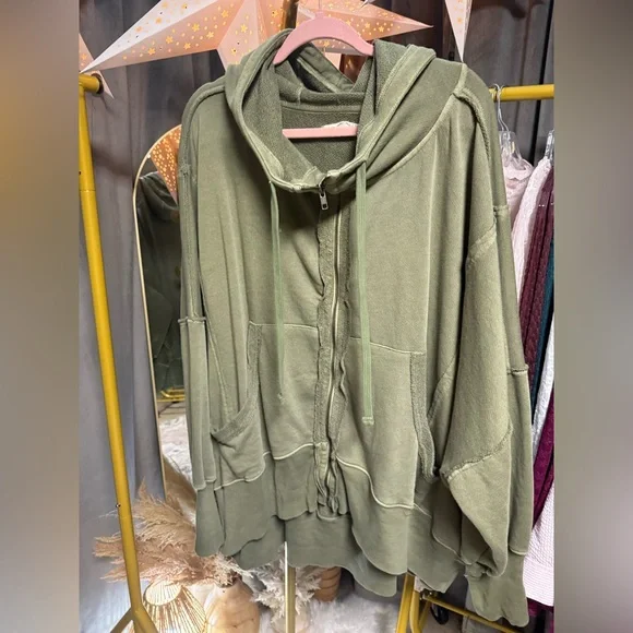 Free People Camden Zip Up Hoodie in Norwegian Woods NWOT - Picture 4 of 6